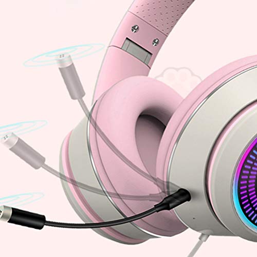 Lurrose Gato Ouvido Fone de Ouvido Fone de Ouvido Com Fio PC Laptop Fone De Ouvido Fone De Ouvido Da