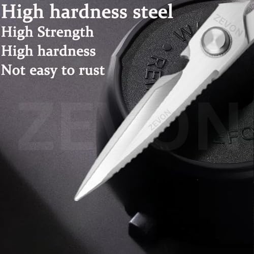 Image of ZEVON Kitchen Scissors | Heavy Duty Stainless Steel Kitchen Shears | Dishwasher Safe Food Scissors, Non Slip Sharp Cooking Scissors for Kitchen, Chicken, Poultry, Fish, Meat, Herbs-Sliver