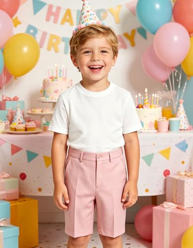 Image of Boy Shorts Kids Stretch School Uniform Clothes Flat Front Dress Casual Shorts with Pockets for Summer