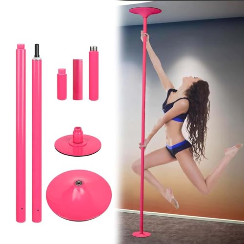 JYBNBBE Pink Stripper Fitness Pole, Portable Steel Dancing Pole Kit for Gym/Studio, Smooth Spinning Exotic Dance Rod with Complete Tools