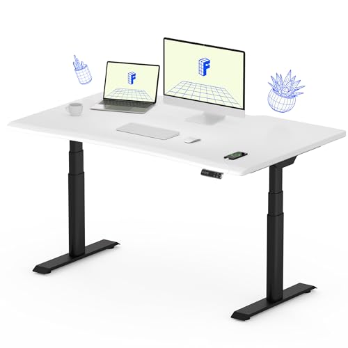 Image of FLEXISPOT E6 Pro Oval Leg Dual Motor 3 Stages Standing Desk 48x30 Inch Skin-Friendly Electric Height Adjustable Whole-Piece Sit Stand Up Desk 150KG Load Capacity (Black Frame + White Desktop)