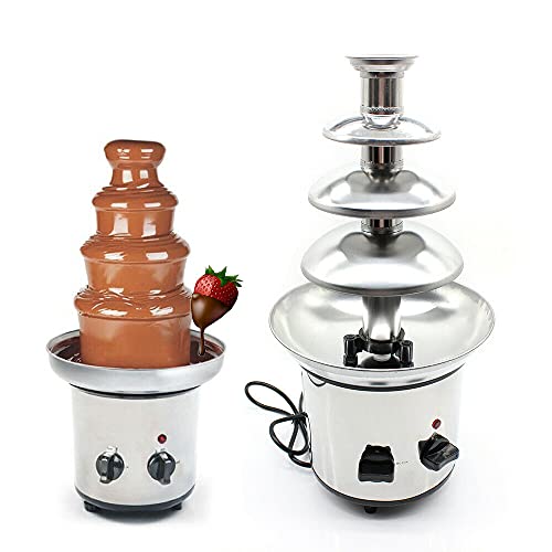 Schokoladenbrunnen 170W - 4 Etagen, Max. Kapazität 1 kg Schokolade, Edelstahl Schokobrunnen Schokofondue…
