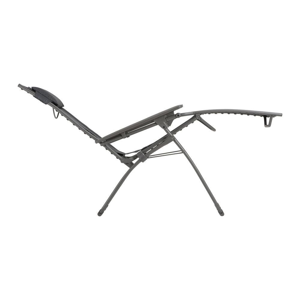 Lafuma MOBILIER - Fauteuil Relax Transat Jardin - Chaise Longue Zéro Gravité - Evolution - Batyline® Duo - Gris Obsidian - Fabriqué en France - LFM2767_9718 - Garantie 5 Ans - L.85xl.71xH.114cm