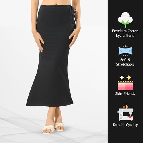 Image of TRASA Womens Saree Shapewear Petticoat, Cotton Lycra Petticoat, Skirts for Women, Shape Wear Dress for Saree