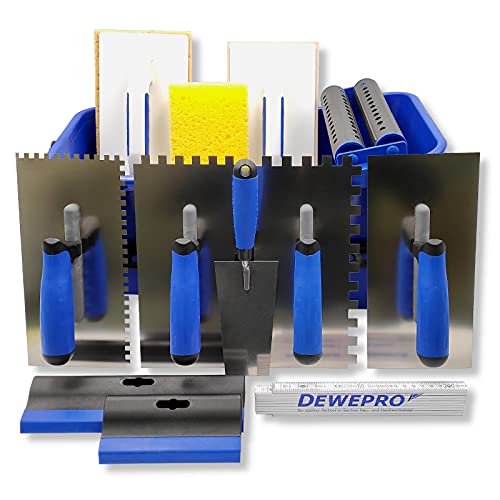 DEWEPRO® Profi Fliesenleger-Waschset XL – 15-teilig im 20 Liter Wascheimer mit Doppelrollen, Werkzeug & Zubehör