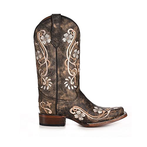 Corral Circle G Women's Honey Cowhide Cowgirl Boot Square Toe Honey2