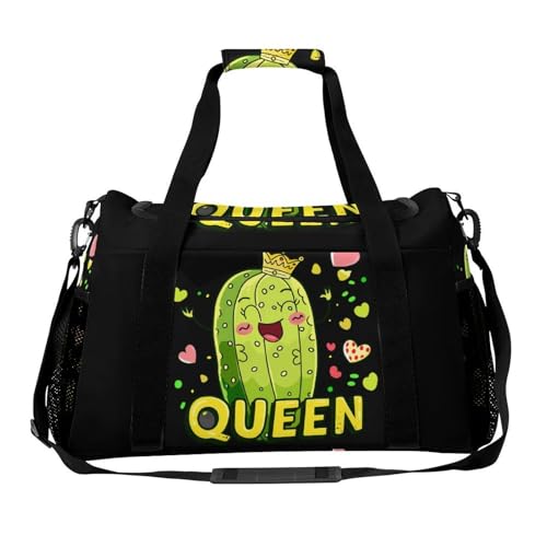 Pickle Queen Gym Bag Travel Duffle Bags Shoulder Carry On Weekender Bag Hangbag for Women Men