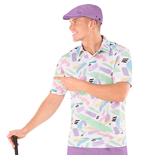 Image of Royal & Awesome Pastel Golf Hats Men, Funny Golf Hats, Mens Newsboy Cap, Flat Cap Style, Bright Pastel Design, One Size