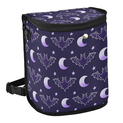 Image of MNSRUU Car Trash Can with Lid, Bats Moon Car Trash Bag Hanging Organizers and Storage for Front Back Seat, Leak-Proof Trash Bin