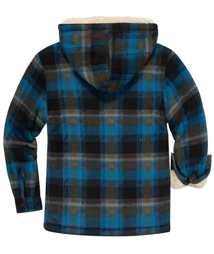 Image of GEEK LIGHTING Boys Flannel Jacket Sherpa Lined Hoodies Zip Up Fleece Plaid Shirt Jackets Winter Outdoor Coat Warm