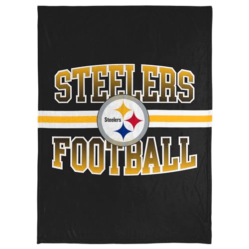FOCO NFL Micro Raschel Plush Throw Blanket Stripe Logo 45 x 60 Pittsburgh Steelers