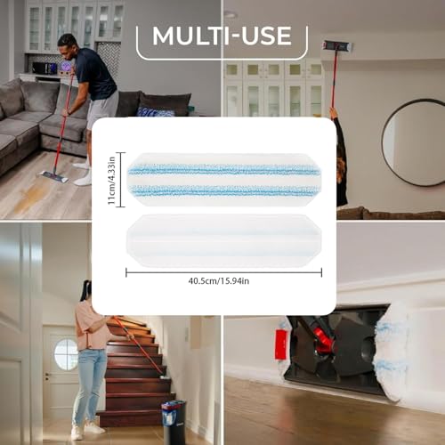 4 Stück Mikrofaser-Wischtücher Ersatz für Vileda H2PrO und O-Cedar H2PrO Flachmopp-Ersatzteile, waschbare und wiederverwendbare Wischpads