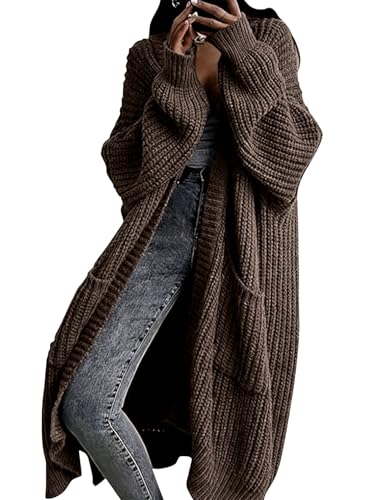 AUGCONE Women's Oversized Cardigans Sweater Long Coat Knit Fall Winter Cozy Outfits with Pockets...