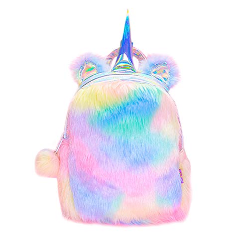 MJTP Dolce Ragazze Unicorno Peluche Zaino Carina Unicorno morbido Arcobaleno Zaino Viaggio Zaino (Giallo)