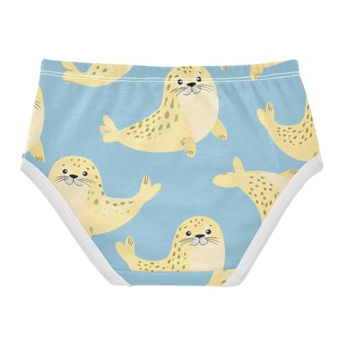 Cartoon Girls Underwear Toddlers 2t Cotton Little Girl Panties Cute Cartoon Yellow Seals Light Blue Briefs Undies Kids2