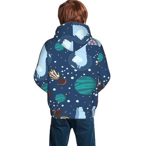 Alpaca Astronaut in Space Kid Hoodies Boys Sweatshirts Girls Pullover with Pocket4