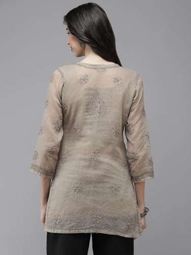 Image of Ada Hand Embroidered Lucknowi Chikankari Kota Top for Women A911184