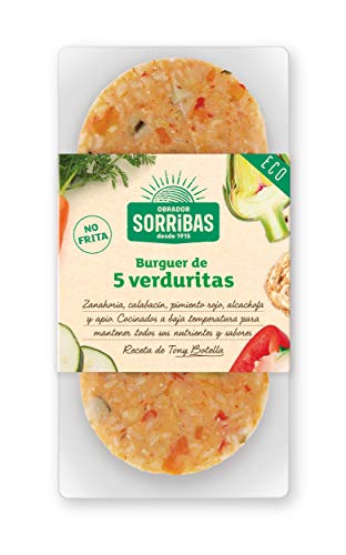 OBRADOR SORRIBAS - Hamburguesa Vegetal de Arroz y Verduras, Bajo Contenido en Grasa, Apto para Diestas Vegetarianas, 2 Unidades, 160g (Refrigerado)