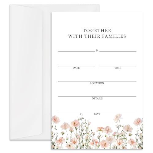 Invitaciones de boda de flores de alta calidad y sobres para compromisos