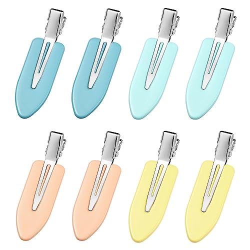 8 Pcs No bend Hair Clips No Crease Makeup Hair Clip Duckbill Clips No Dent Creaseless Flat Clip Alligator Hair Barrettes for Salon Hairstyle Women Girls Makeup Accessories (Yellow)