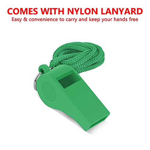 Giveet 2 Packs Green Emergency Whistles With Lanyard, Loud Crisp Sound, Durable Plastic Whistle For Indoor Outside Sports, Coaches, Referees, Officials, Lifeguard, Self-Defense And Emergency #TOP1