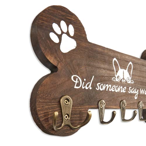 Laoketon Bone Shape Key Holder - Dog Leash Holder With 5 Key Hooks Decorative For Wall, Cute Housewarming Gifts For Dog Owner & Lovers, 11.8'' X 5.9''(Brown) #TOP1