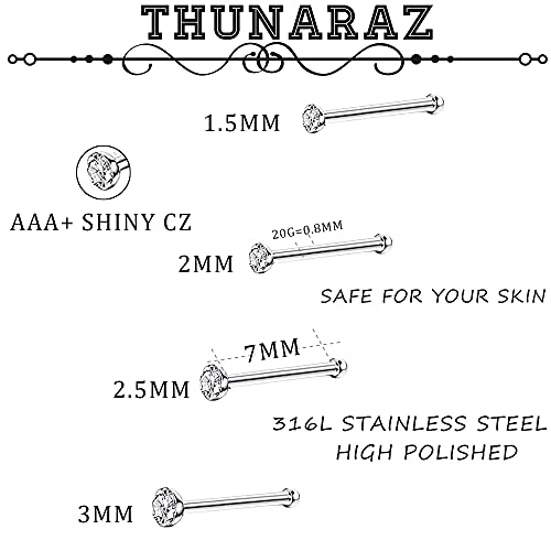 Thunaraz 60-120Pcs Stainless Steel Nose Studs Rings Piercing Pin Body Jewelry 22G 1.5Mm 2Mm 2.5Mm (E:120Pcs Silver Tone) #TOP3