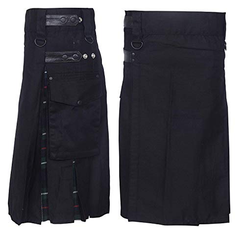SHYNE KILTS U.K Hombre Híbrido Correas de Cuero, Algodón & Tartán Utilidad Kilt - Mackenzie - Mackenzie, 32"