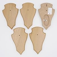 5 Stück REH Trophäenschilder Spitz klein Eiche hell AF 19 cm x 11 cm mit 1 Kieferfach
