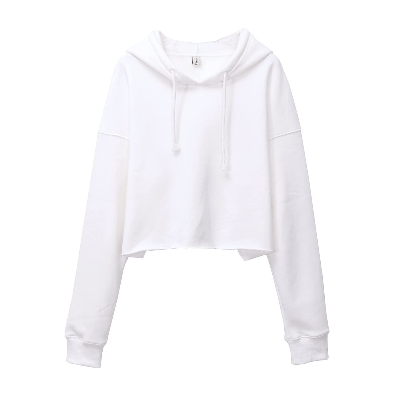 Amazhiyu Women's Cropped Hoodies Long Sleeves Fleece Crop Top Sweatshirt with Hooded White, Small