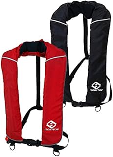 2pcs Floattop Adult Automatic Inflatable PFD Life Jacket Life Vest 150N Buoyancy with 33 Gram co2 Cylinder (1pcs Red +1pcs Black)