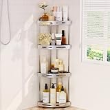 Binecer Eck-Duschablage, 4 Etagen, stehender Dusch-Organizer mit Seifenhalter, rostfreier St&auml;nder, Duschregale f&uuml;r Badezimmer, Shampoo, Aufbewahrung, Silber