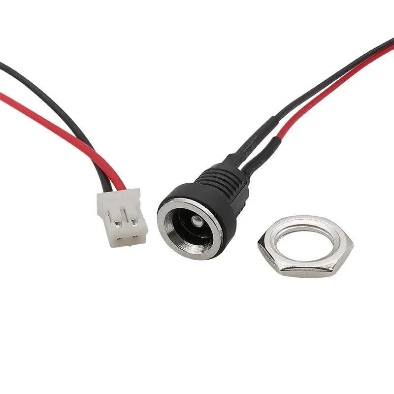 elpart DC 022B 5.5mm x 2.1mm DC Power Female Jack Socket Panel Mount Adapter to JST PH 2.0 2 Pin Male Wire Cable Connector Wire 20cm - #elPart2311956