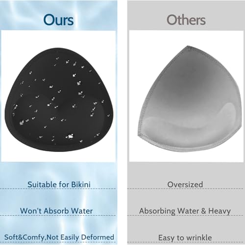 Image of Nimiah Waterproof Bathing Suit Inserts, Push up Padding for Swimsuit Tops | 3 Pairs Removable Comfy Lightweight Bra Pads Inserts for Bikini, Sewn Edges Durable Sport Bra Replacement Cups Fits A, B /C