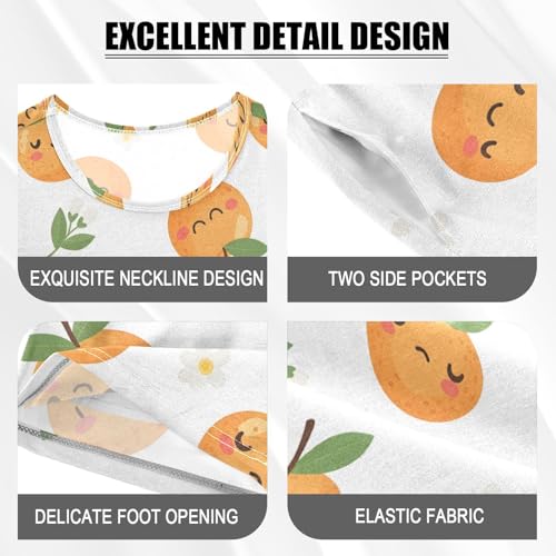 Pajama Short Sets Cute Oranges Soft Cotton Summer Sleepwear 2 Piece PJS Size 5-14T3