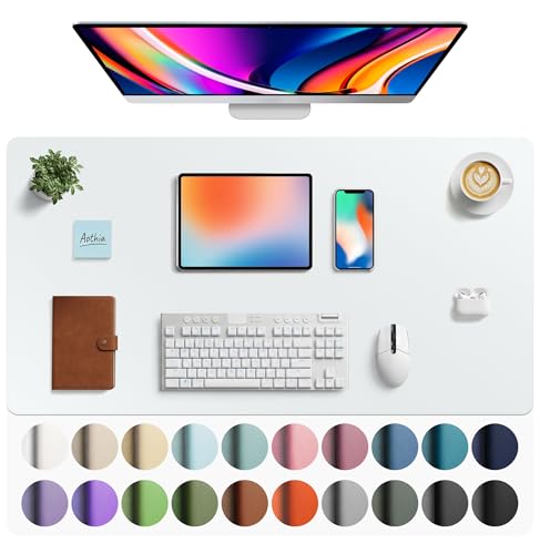 Image of Aothia Faux Leather Desk Mat - Large Mouse Pad, Non-Slip PU Leather Blotter, Waterproof Writing Surface for Office and Home (Barely Grey, 40 inch x 24 inch)