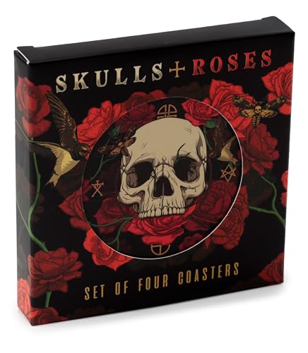 Lot de 4 sous-Verres en liège - crânes et Roses