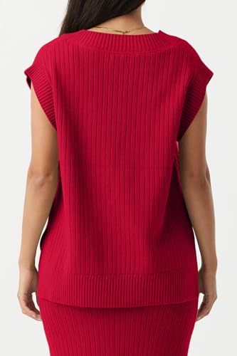 Image of Saodimallsu Womens V Neck Sweater Vest Oversized Ribbed Knit Sleeveless Casual Loose Fit Pullover Tank Top