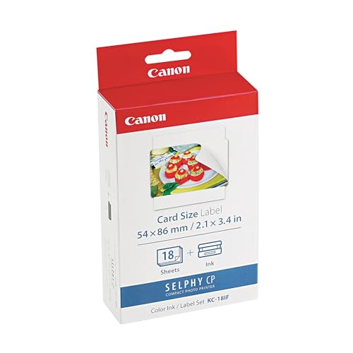 Canon KC-18IF Kit 18 Impressions (papier + Encre) Format Carte De Crédit Autocollant 5,4 X 8,6 Pour SELPHY CP1300, CP1200, CP1000, CP900, CP910, CP820, CP810, CP800, CP790, CP780