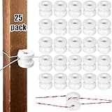 SiliFine 25 Pcs WP36 Corner Post Ceramic Fence Insulator Electric White Circular Donut Porcelain Insulator for Fence Wire Wood Post