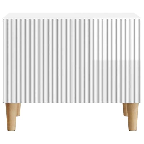 Table basse blanc brillant bois design moderne avec tiroir pour salon - 5