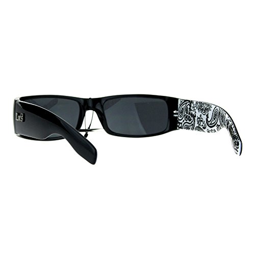 Locs Sunglasses Mens Black Rectangular Frame Paisley Bandanna Print3