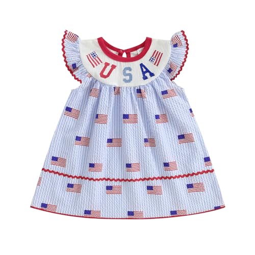 FYBITBO 4th of July Baby Girl Outfit Toddler Girl 4th of July Dress Ameraican Flag Romper Onesie Fourth of July Clothes (Usa dress, 2-3 Years)