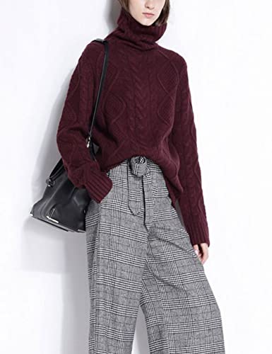 Image of Wool Sweaters Women's Turtleneck Pullover Female Loose Long Sleeve Tops Winter Thick Knitted Jumper