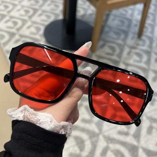 Image of Retro 70s Square Aviator Sunglasses Women Men Vintage Rectangle Sunglasses Flat Frame Trendy Shades