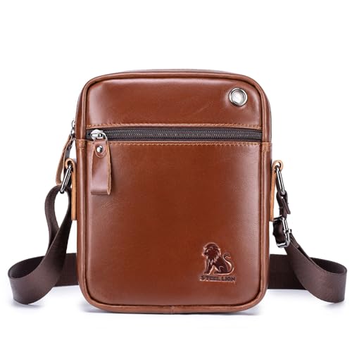 Bolso de hombro de piel auténtica pundarika para hombre con correa bandolera ajustable