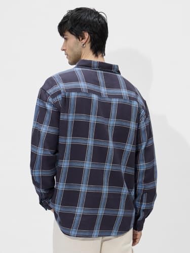 Image of The Souled Store Plaid: Men's and Boys Long Sleeves Collared Neck Button Front Cotton Regular Fit Utility Shirts