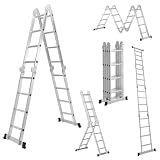 Escalera multiusos de 470 cm de aluminio, estable y portátil
