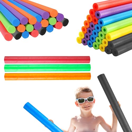 Chochkees Blue Red Variety Pool Noodles Swimming Hollow Core Foam Tube, Floating Thick Noodles for Floating, Pool Accessories, 52\" (3-Pack)