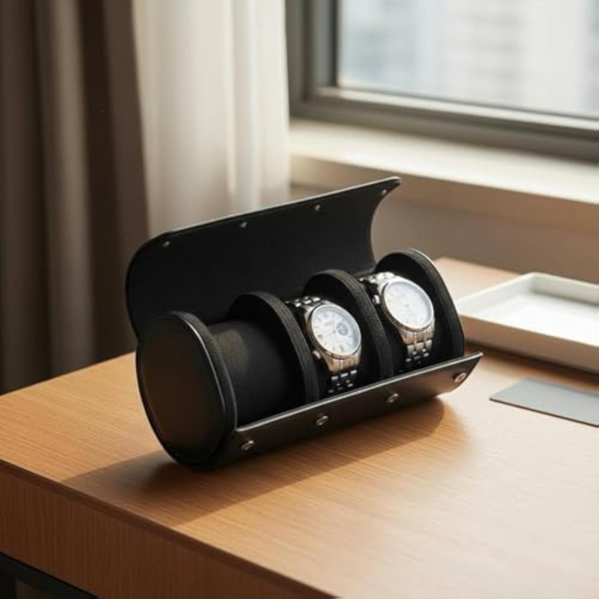 Leather Watch Travel Case, Snap Closure